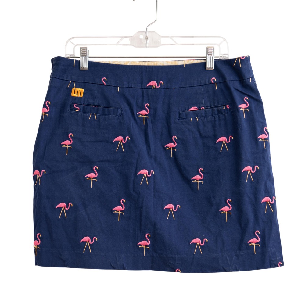 Loudmouth Golf Tennis Skort Sz 12 Navy Pink Flamingo Embroidered Country Club - Picture 4 of 6